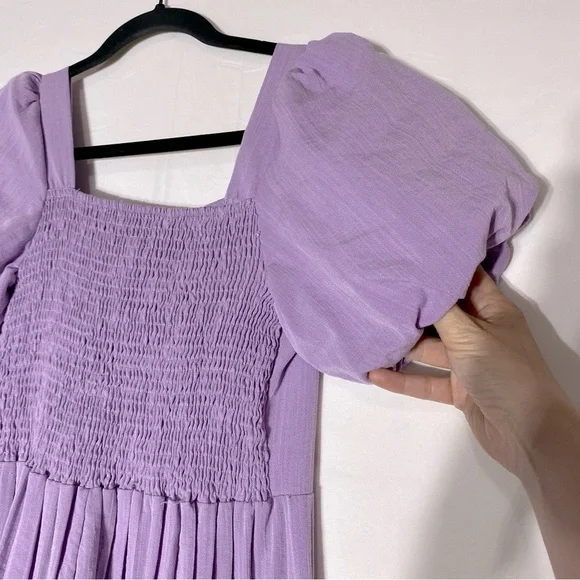 Women’s Lilac Purple Wide Pleated Leg Jumpsuit With Puff Sleeves S - Picture 10 of 16